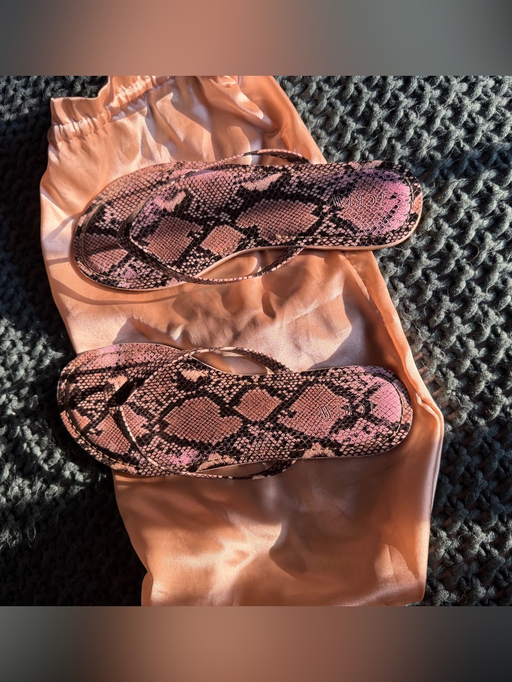 J. Crew Pink Snakeskin Flip Flop Sandals